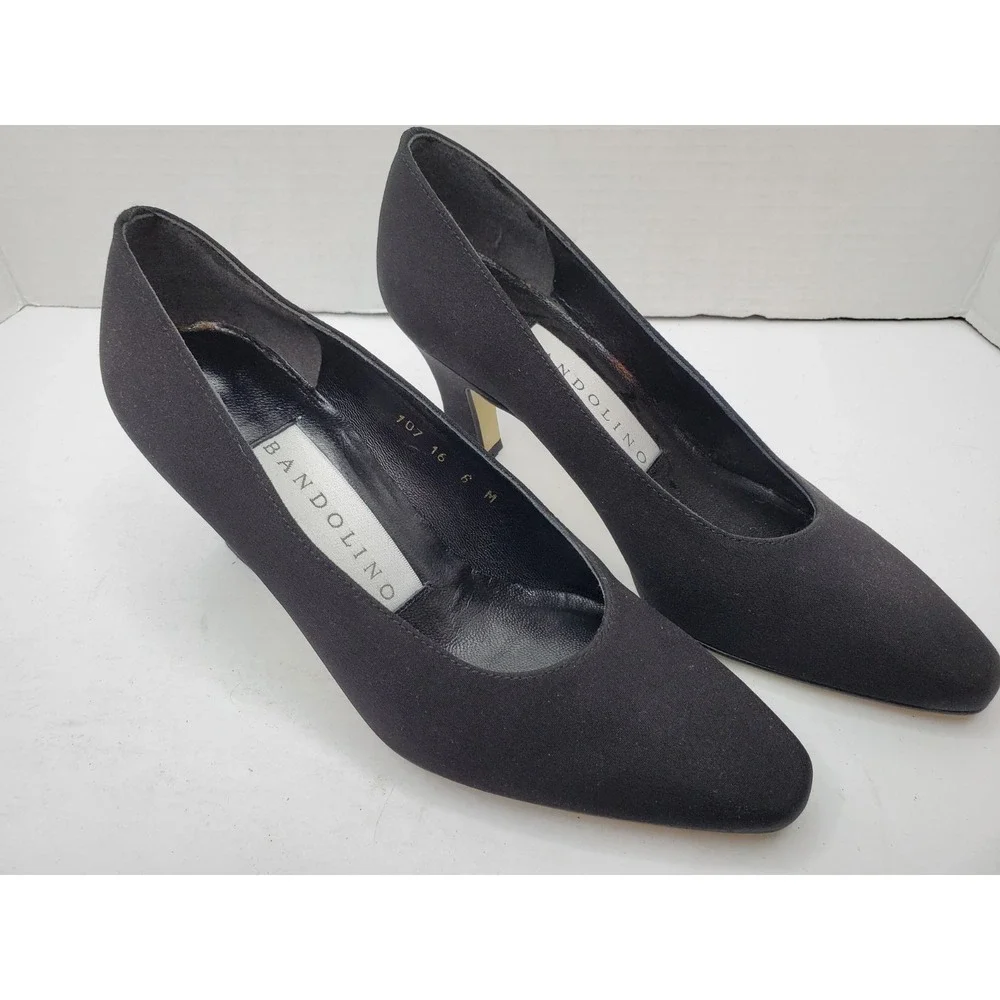 Bandolino Candy Womens Pump Dress Shoe Black Fabric &Leather 2-1/4 Heels Size 6M